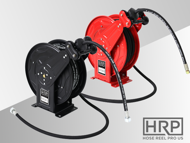 Black And Red Pressure Wash Hose Reel