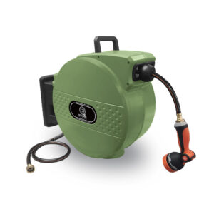 Green Garden hose reel