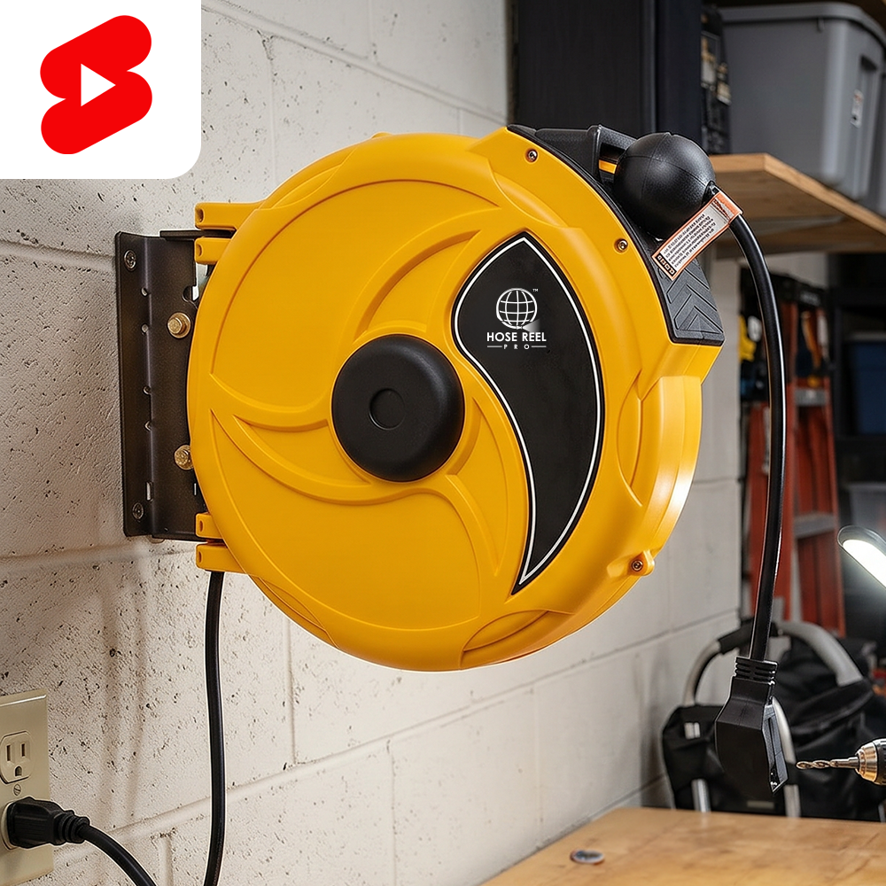 extension cord reel in use